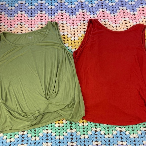 Bundle/lot 2 Large Women's Sleeveless Tank Tops Olive Green Copper Soho Ivoire - Picture 1 of 8